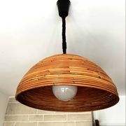 Large rattan pendant light from the 1970s.