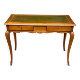 Louis XV style flat desk in solid cherry wood with pull-out extensions and leather top 19