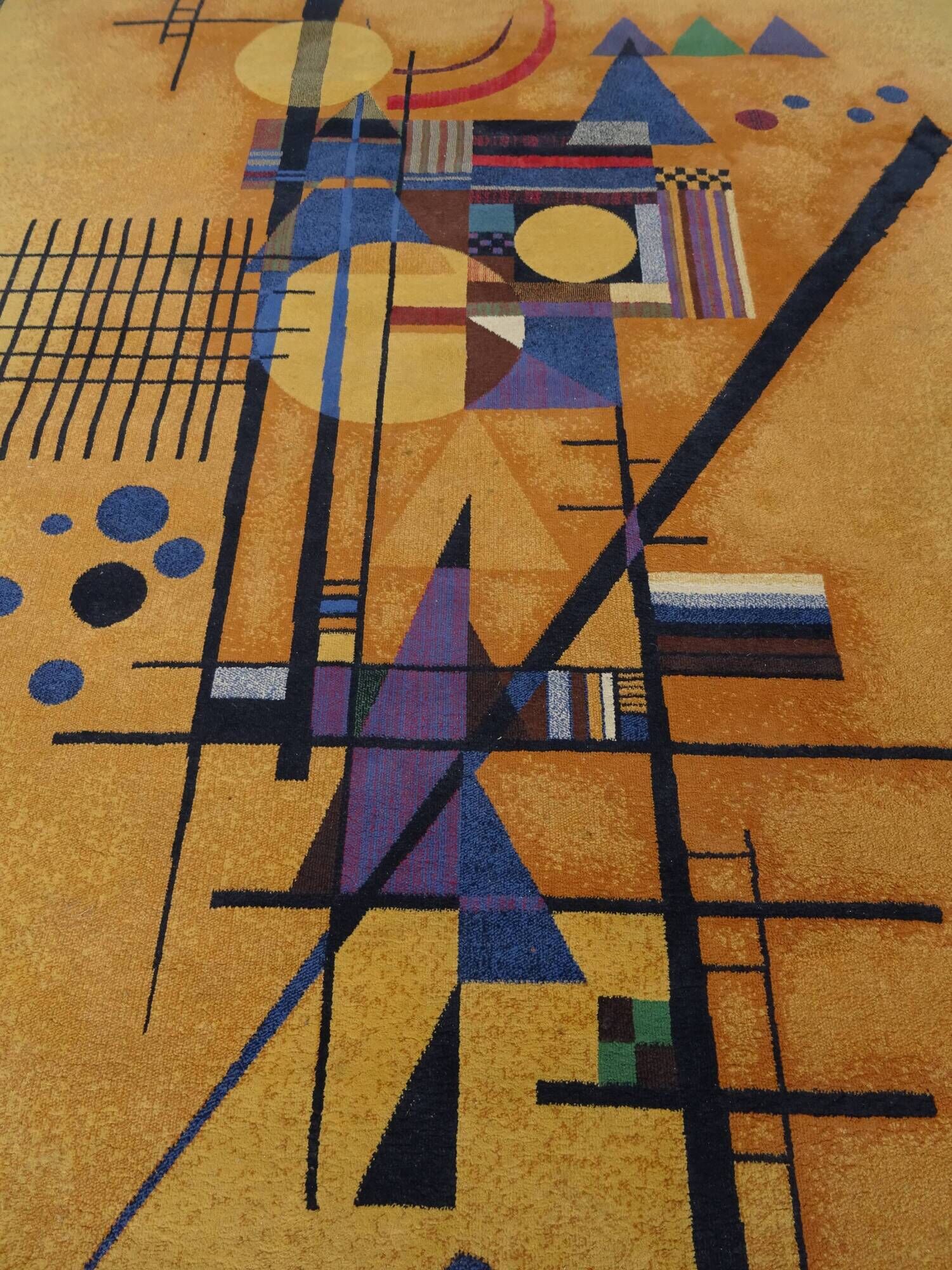 Large wool rug in Kandinsky design from the 80s.