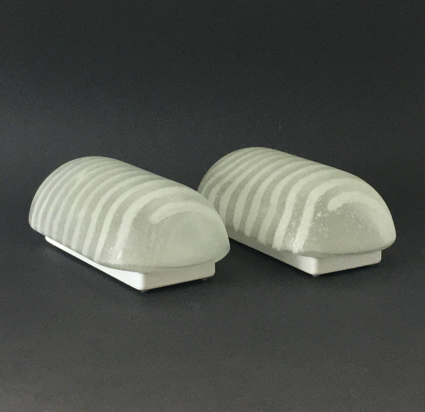 Pair of 'Zebra' Striped Glass Wall Lamps - Peill & Putzler, Germany, 1970s