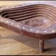 Vintage wooden fruit basket. Collection. Fruit shape.