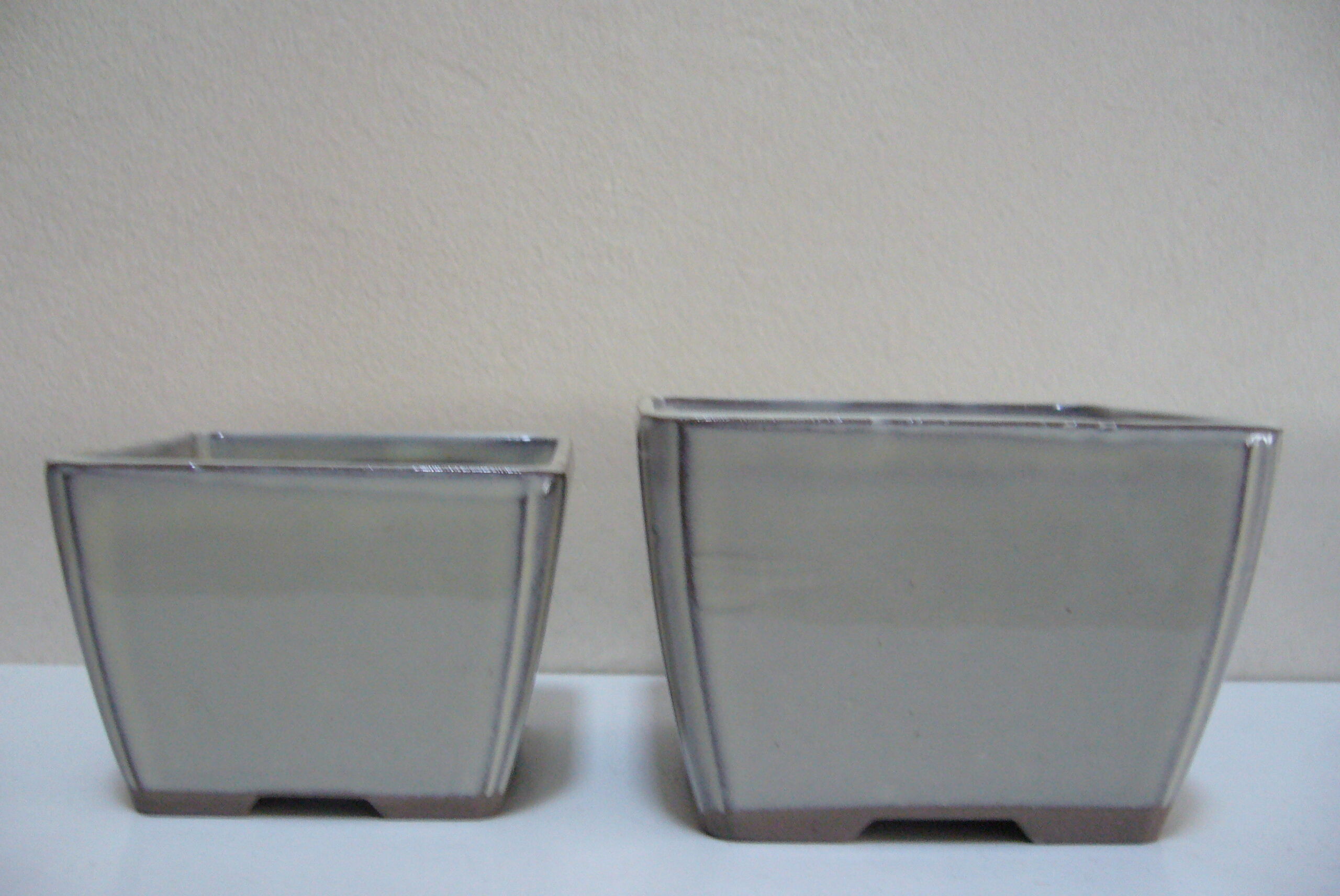 Set of 4 square ceramic cactus or succulent pots