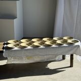 Set of 12 beige, pink, and blue deep plates from Digoin Sarreguemines, vintage.