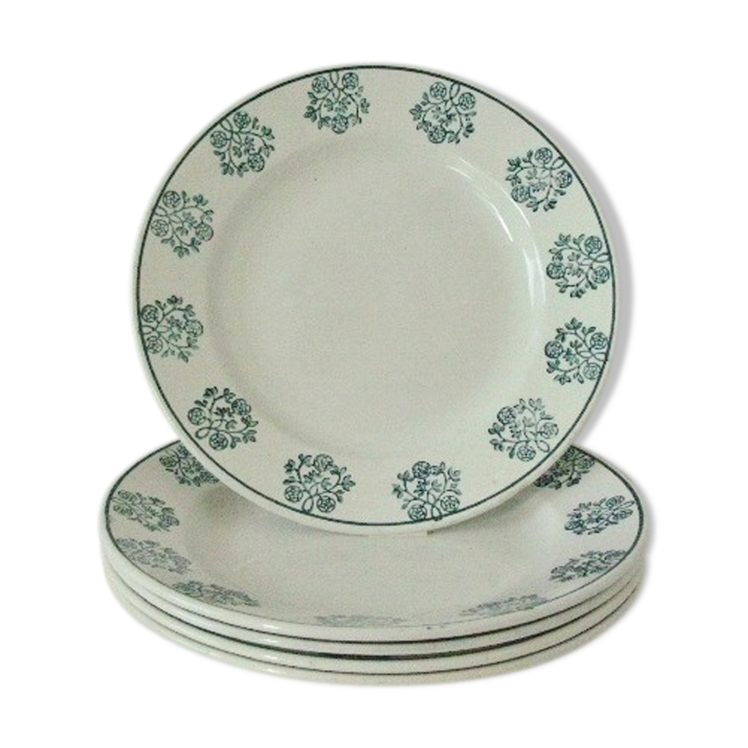 Lot 5 old Flat Plates Digoin - Sarreguemines Art Deco