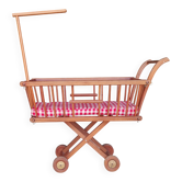 Rare Vintage 1950s DEJOU Doll Cradle in Beech Complete