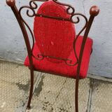 Lot of round table and 6 chairs in ironwork Raymond Menos Haiti