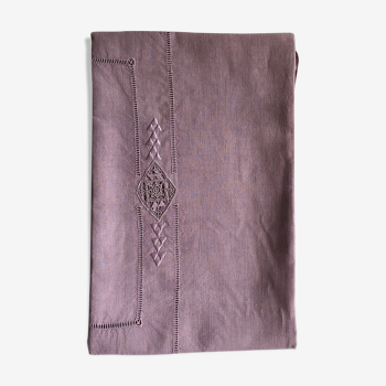 Old linen tablecloth tinted in lilac