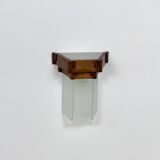 Vintage modernist Art Deco wall light, oak and frosted glass, France, 1930.