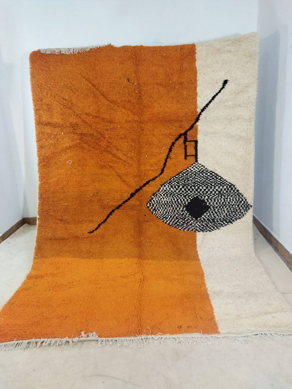 Moroccan handmade artisanal berber carpet magic orange eye 287 x 184 cm