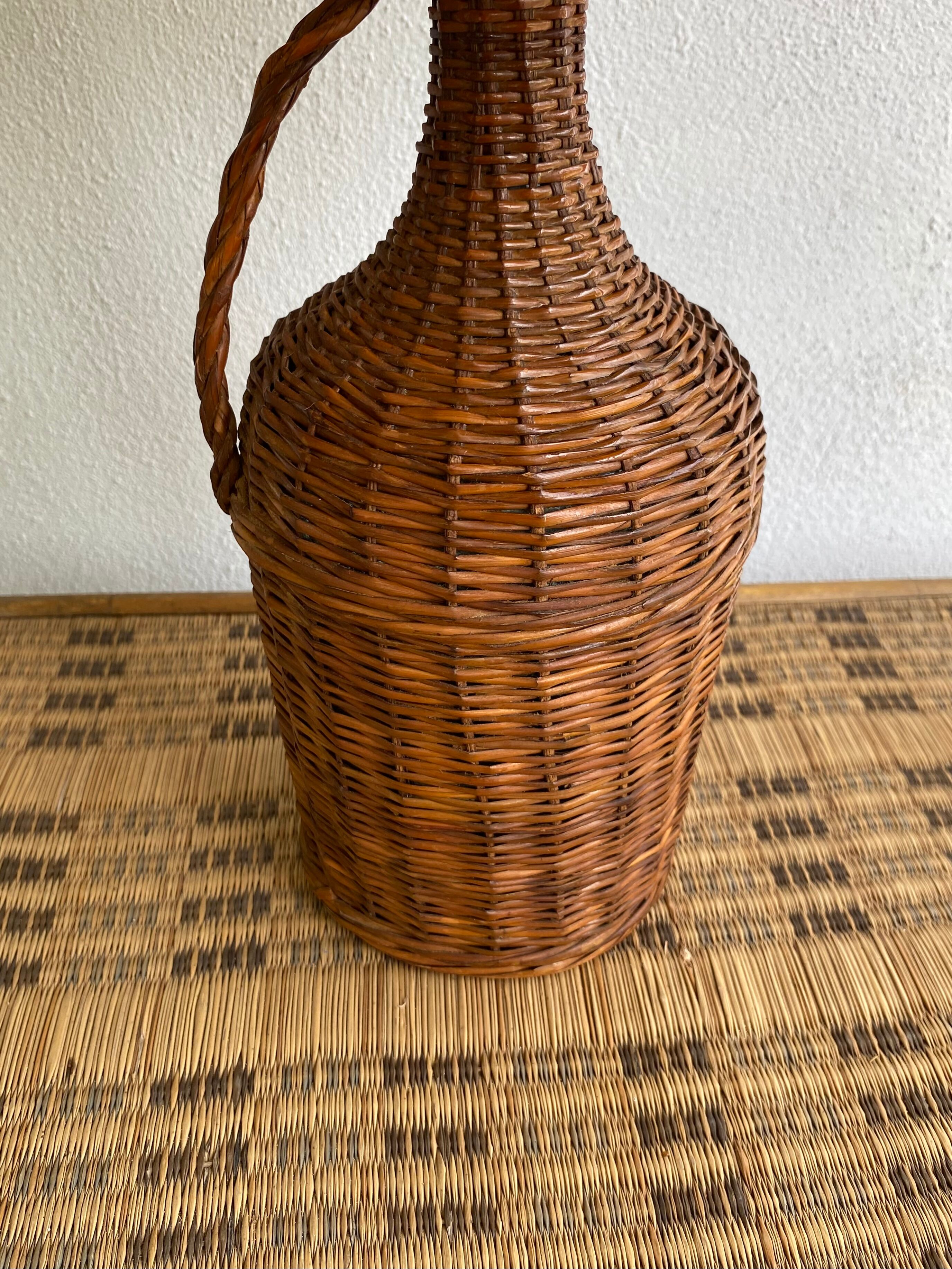 Wicker lamp, jute lampshade, fabric cable 2 m