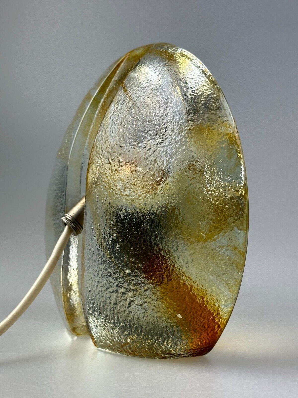 60s 70s table lamp Murano glass brass color inclusions space age design