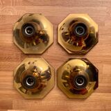 Suite of 4 vintage brass wall lamps, ceiling lights, by Motoko Ishii for Staff Leuchten 1970