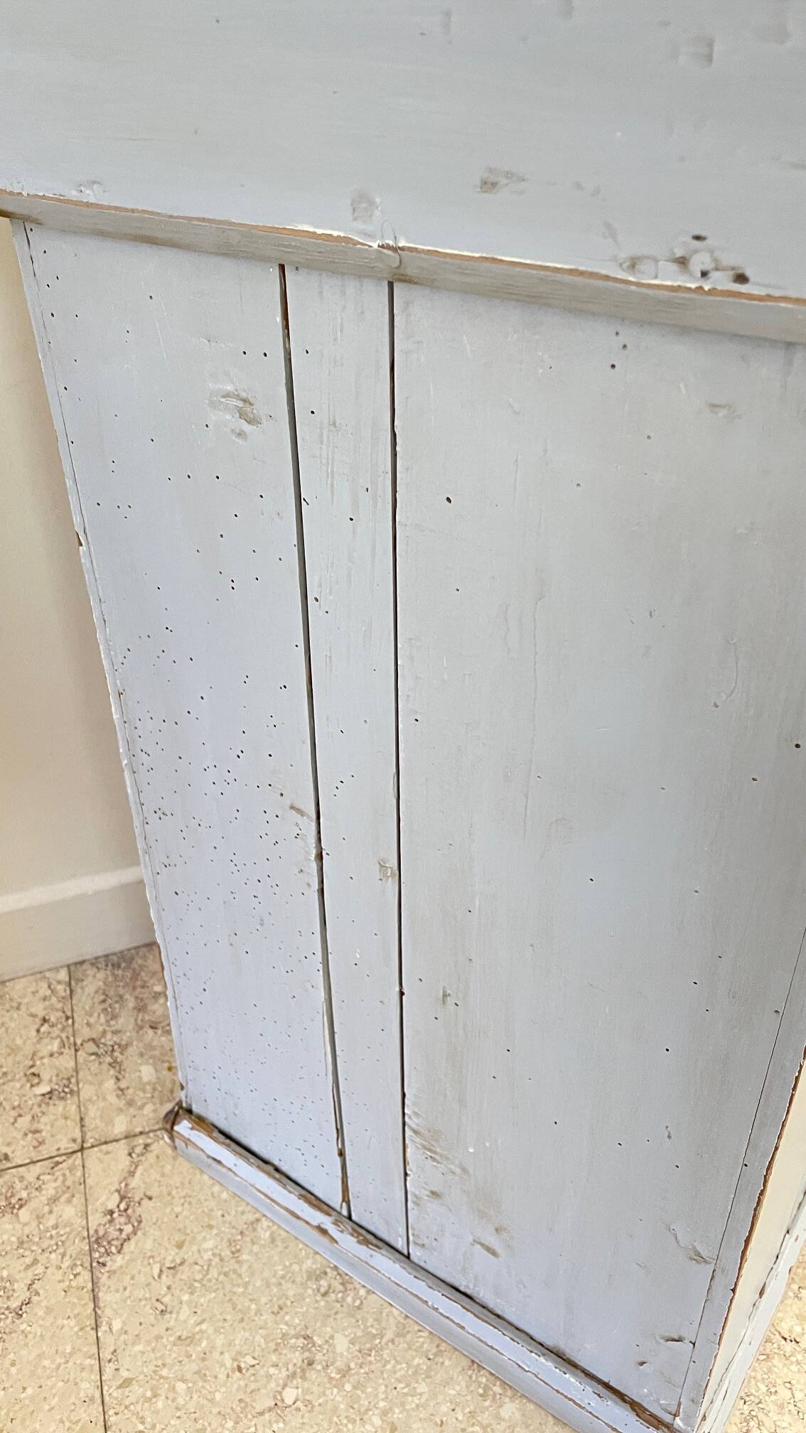 Antique Bedside Table in Weathered Grey Wood