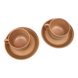 2 Sarreguemines stoneware cups and saucers