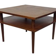 Table basse carrée vintage en placage de teck, design des années 1960