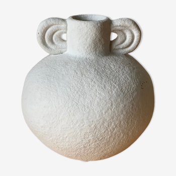 Vase en platre blanc avec anses 11cm