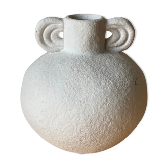 Vase in white platre with 11cm coves