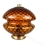 1960's Glass & Brass Table Lamp by Jablonec Glassworks, Czechoslovakia