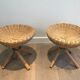 Pair of rattan stools. french work. around 1970