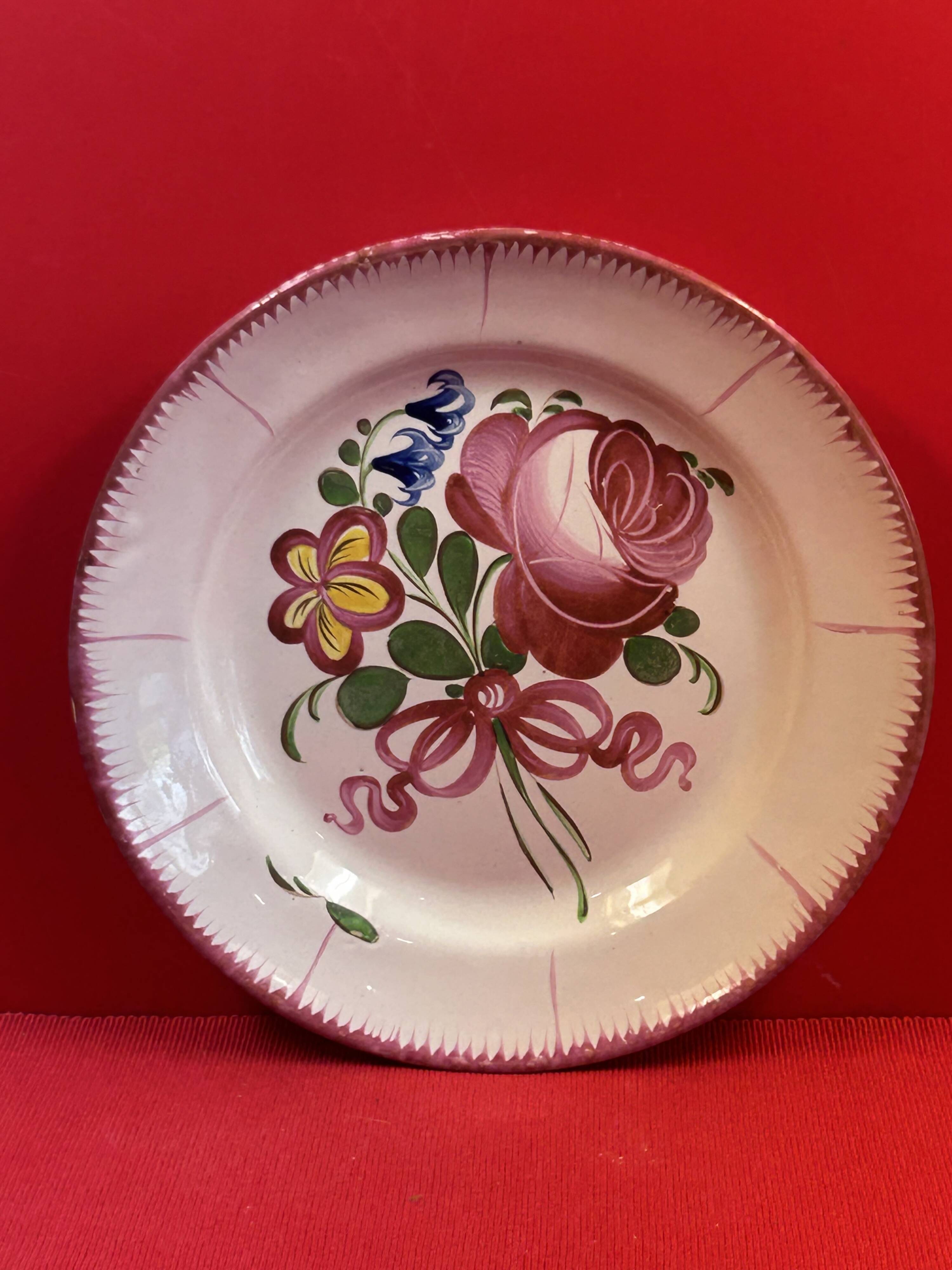 Eastern Faience Plate from St Clément Les Islettes, flowers..Ø 22.5 cm