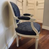 Médaillon Bleu Chiné Blanc  Epoque XIXe Restauré Traditionnellement