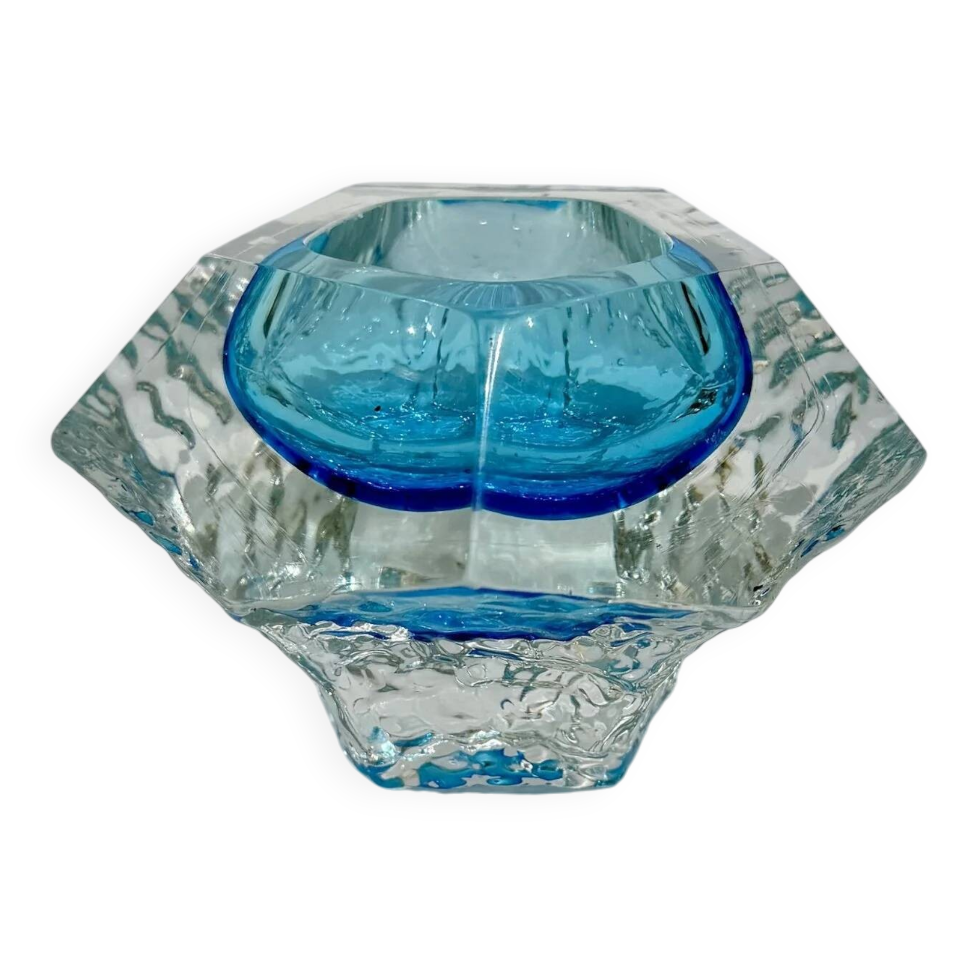 Sommerso trinket tray - Murano blown glass, Italy 1970