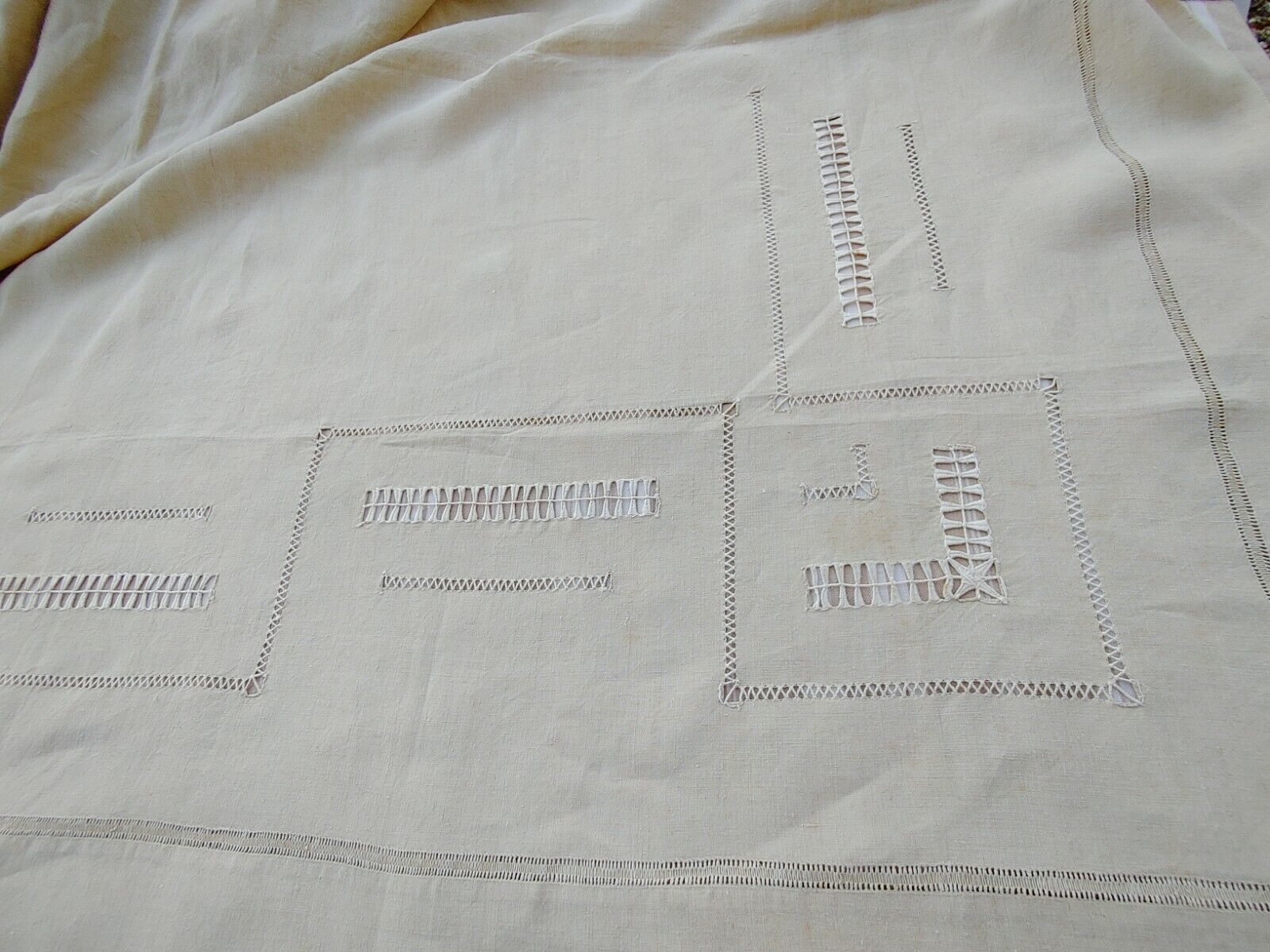 Old great days sheet & returns ecru linen canvas - (circa 1900) never used 228 x 290 cm