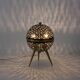 1950s French Saturn Table Lamp in Pierced Aluminum and Brass
