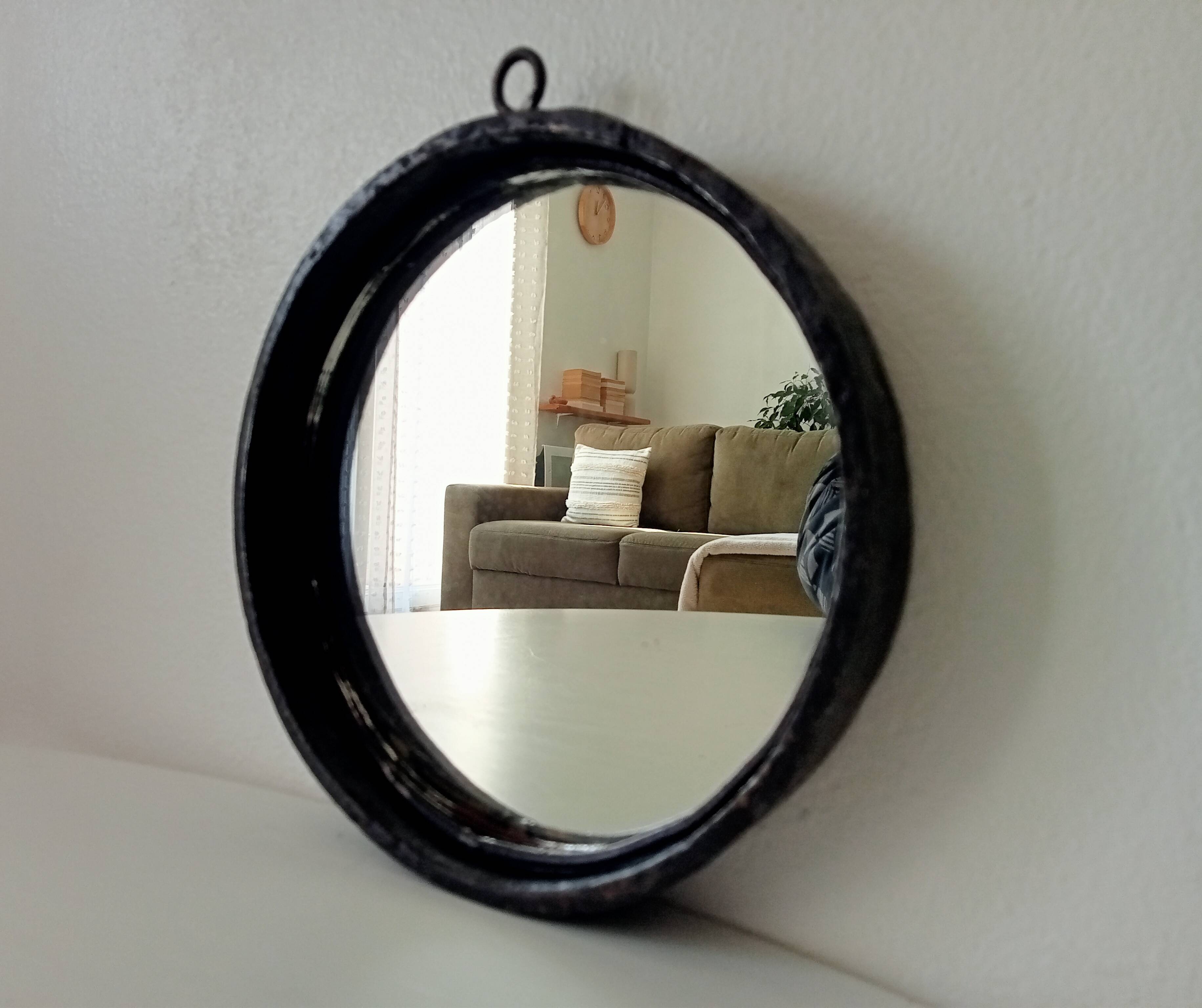 Brutalist antique mirror in wrought iron DLG Jean Touret