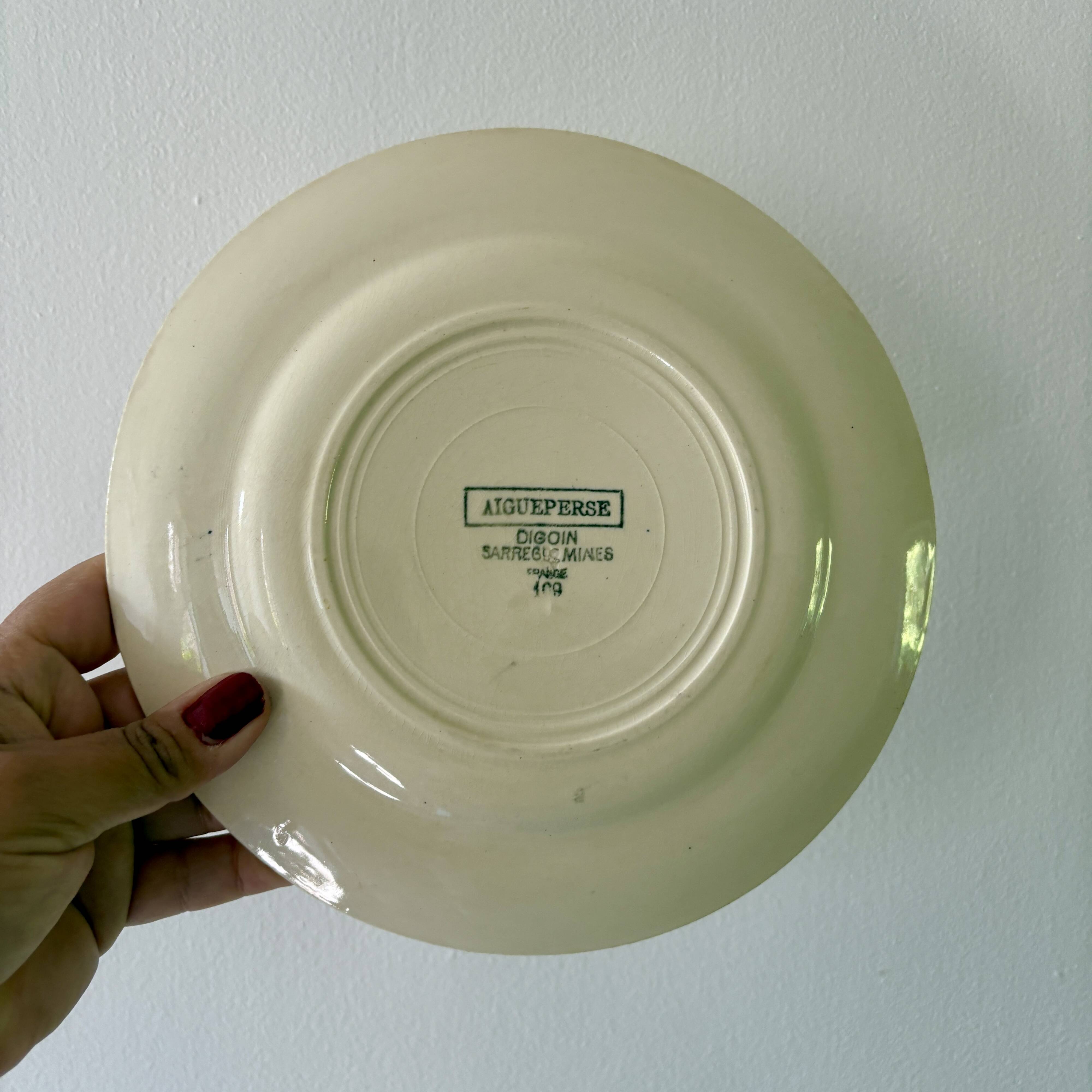 Set of 8 mismatched vintage dessert plates, Sousse and Aigueperse from