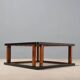 Vintage wooden coffee table with paint and glass, design from the 1940s-50s.