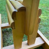 Vintage leather and pinewood rocking horse, giraffe, ca. 1970s