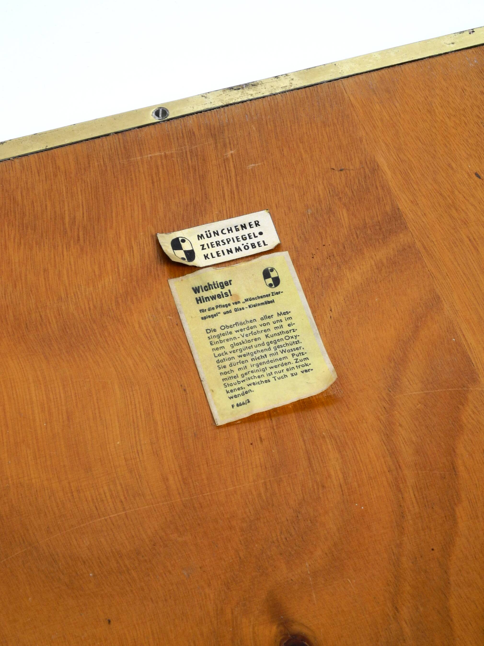 Beautiful Mid Century Modern brass side table with mosaic surface by Münche
