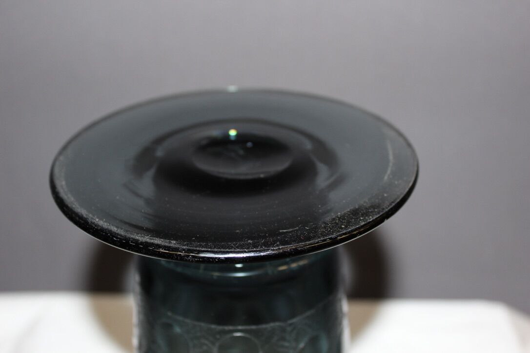Art Deco Blue Vase Cleared with Acid