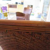 Two-seater banquette in woven rattan, wood and bamboo, 1980s.