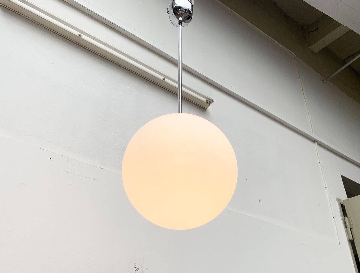 Vintage glass ball pendant lamp in German space style by Limburg.