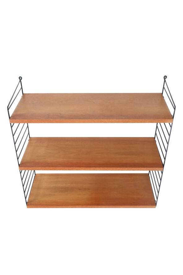 Original String shelving unit / Kajsa & Nisse Strinning / teak / mid-century modern design / black / 75x80x30cm