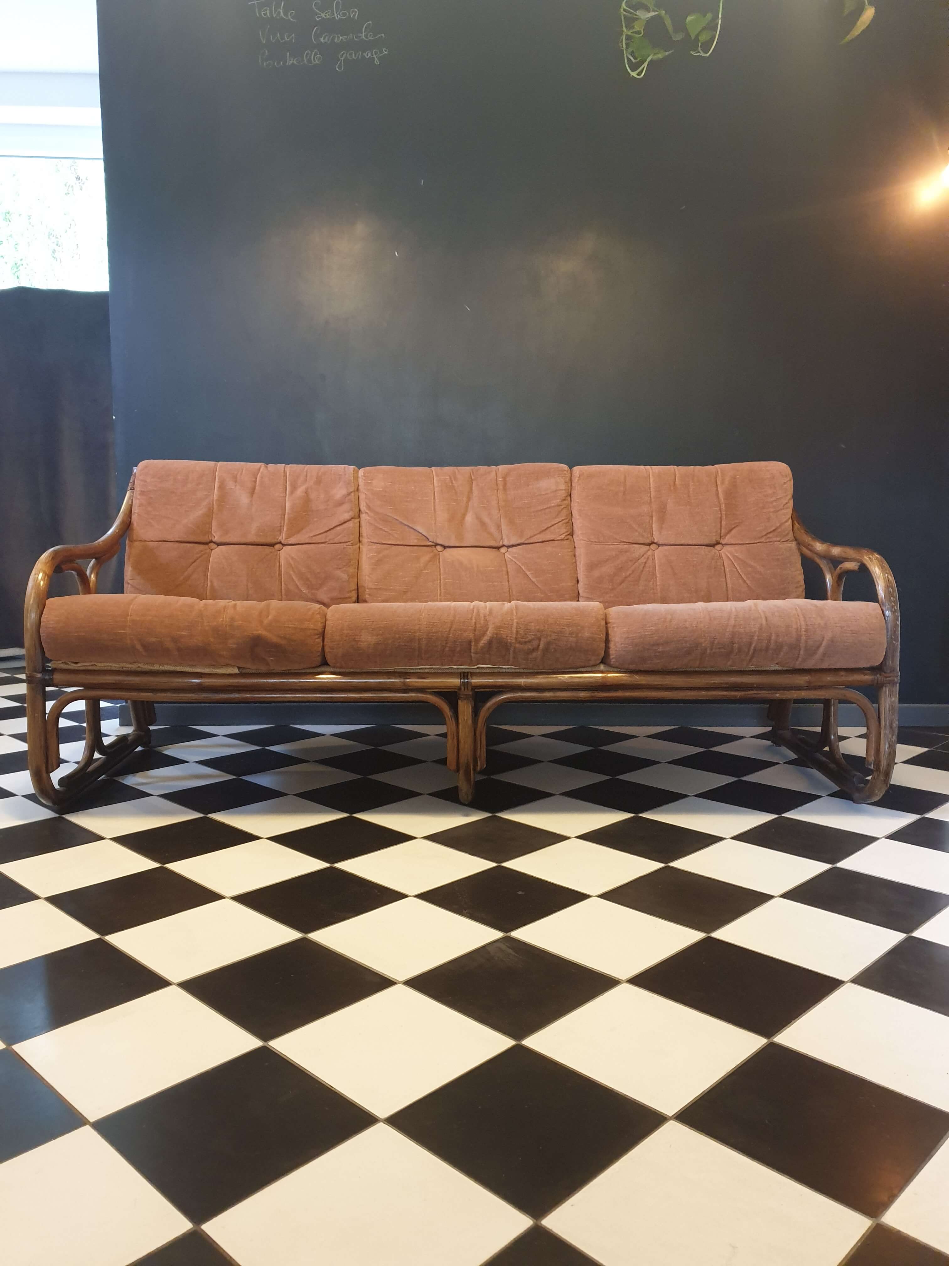 3-seater bamboo sofa