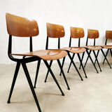 Set of 5 industrial Dutch design school chairs by Friso Kramer