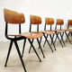 Set of 5 industrial Dutch design school chairs by Friso Kramer