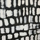 Graphic abstract painting on wood support