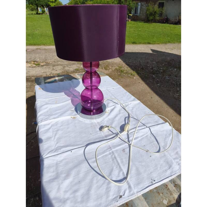 Lampe vintage en chrome et verre de couleur
