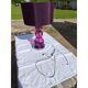 Lampe vintage en chrome et verre de couleur