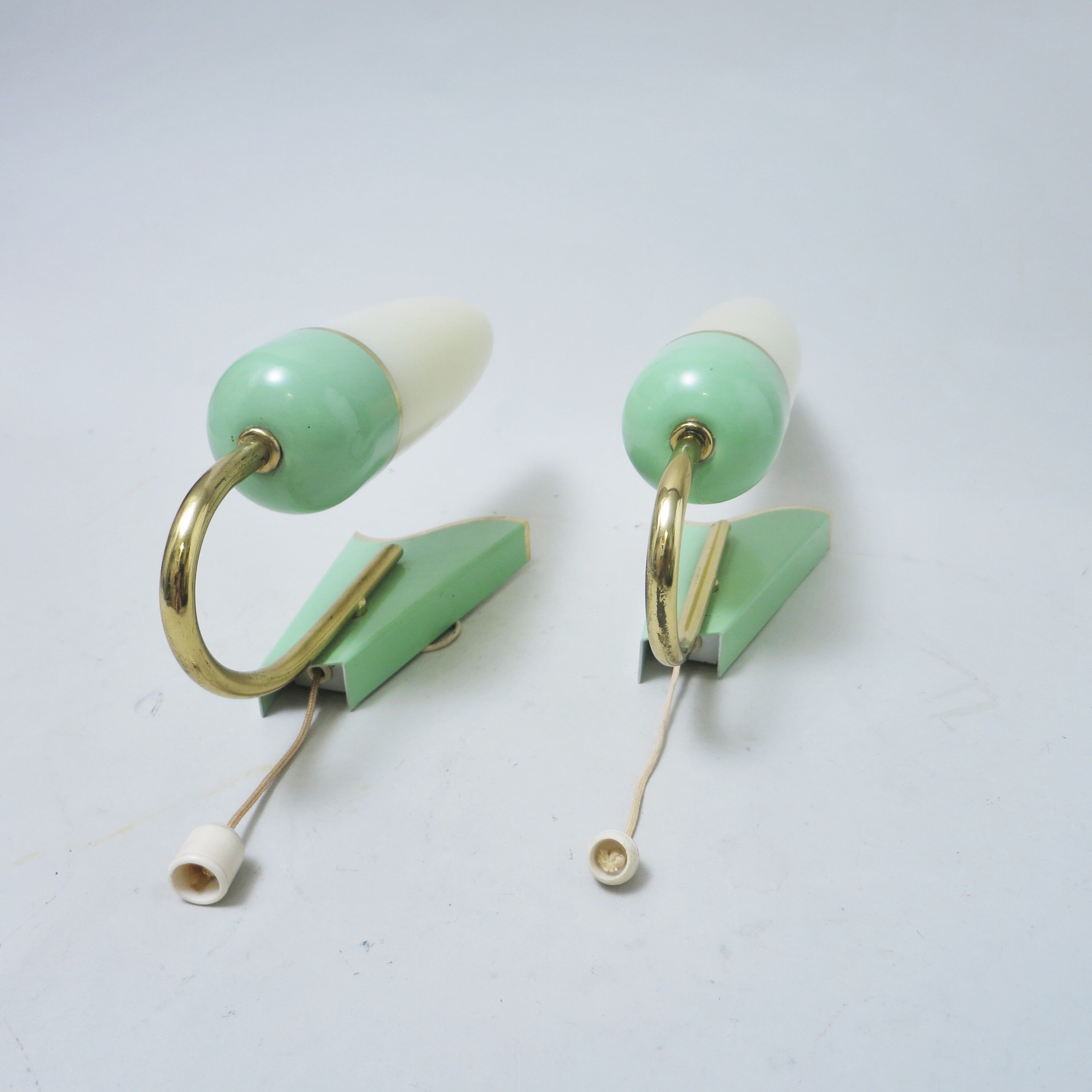 Pair of italian 50's pale green and gold