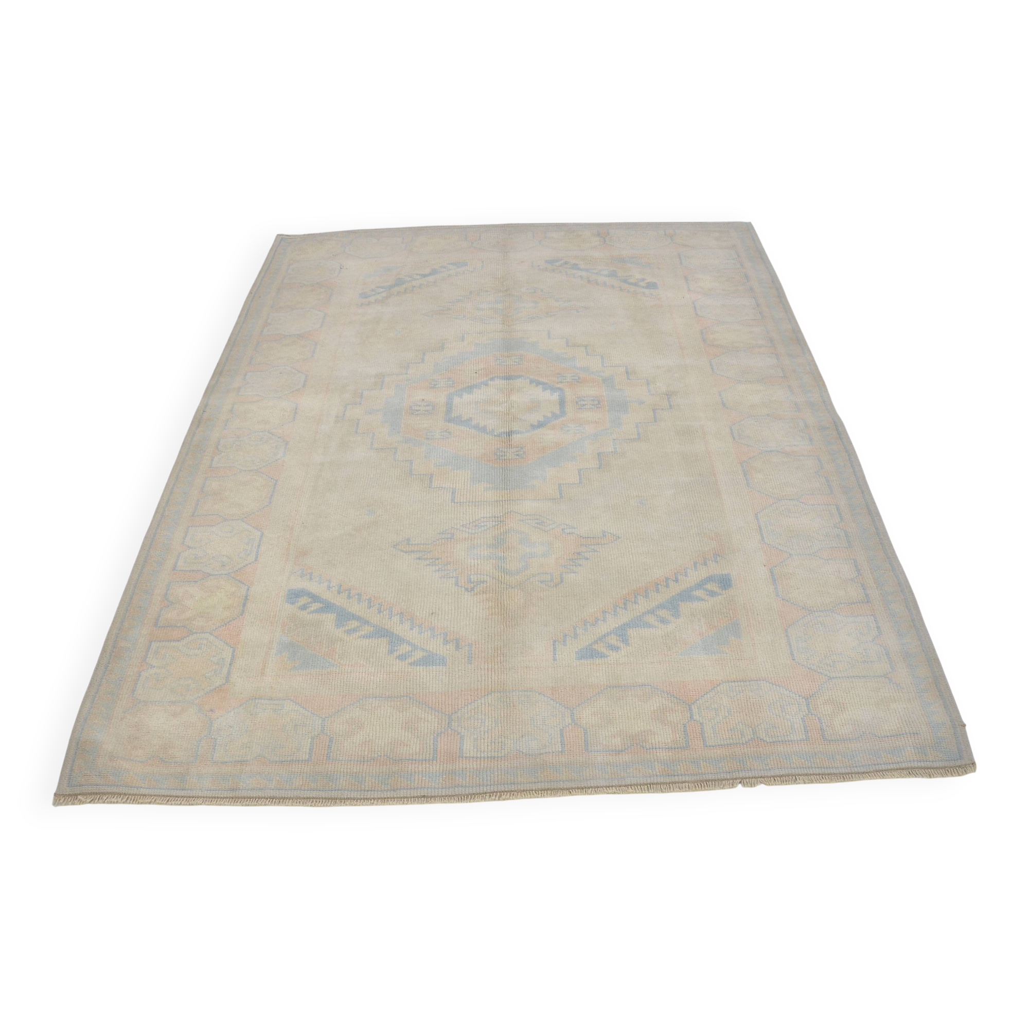 Oushak Vintage Turkish Wool Carpet sku 1150