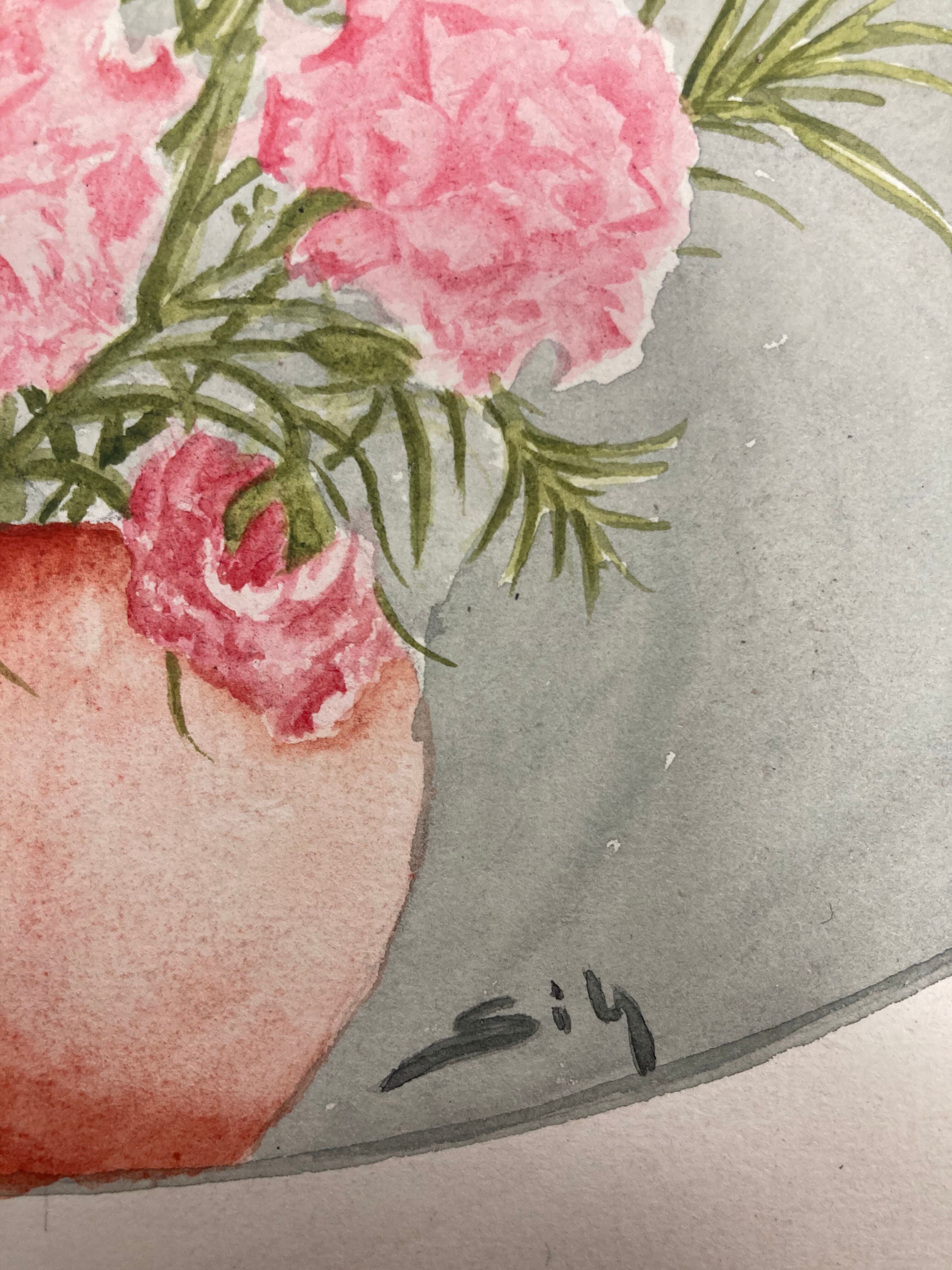 Watercolor with vintage carnations