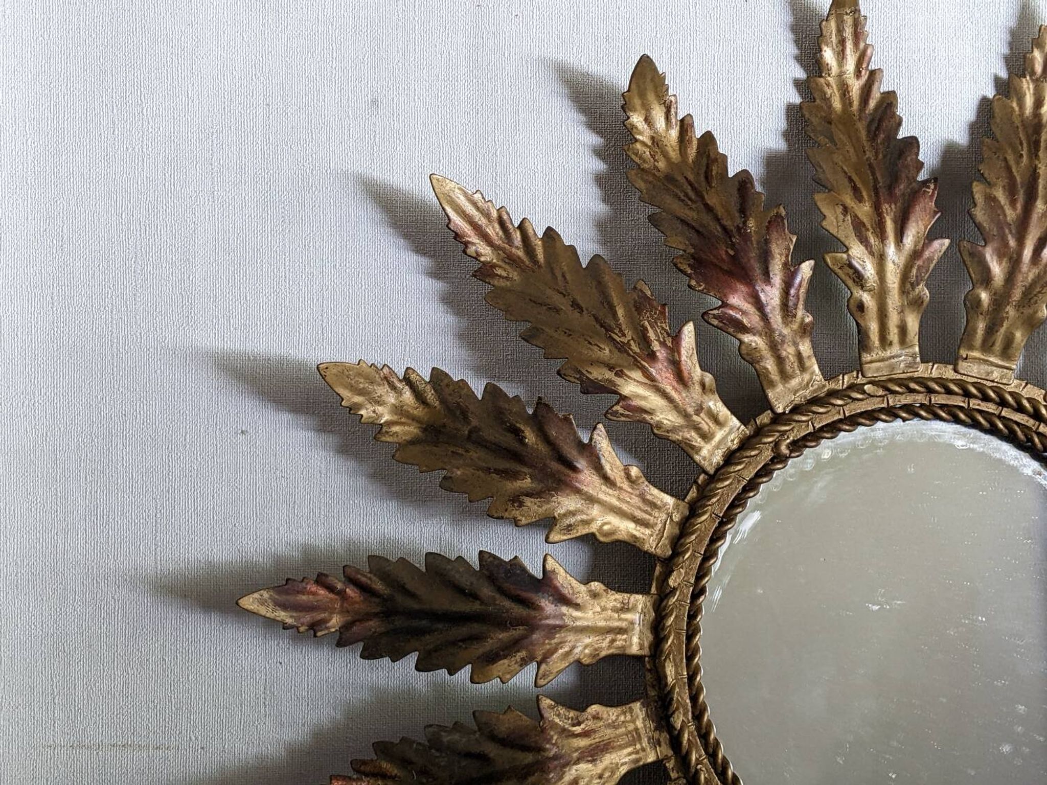 Miroir soleil métal vieilli décoration campagne