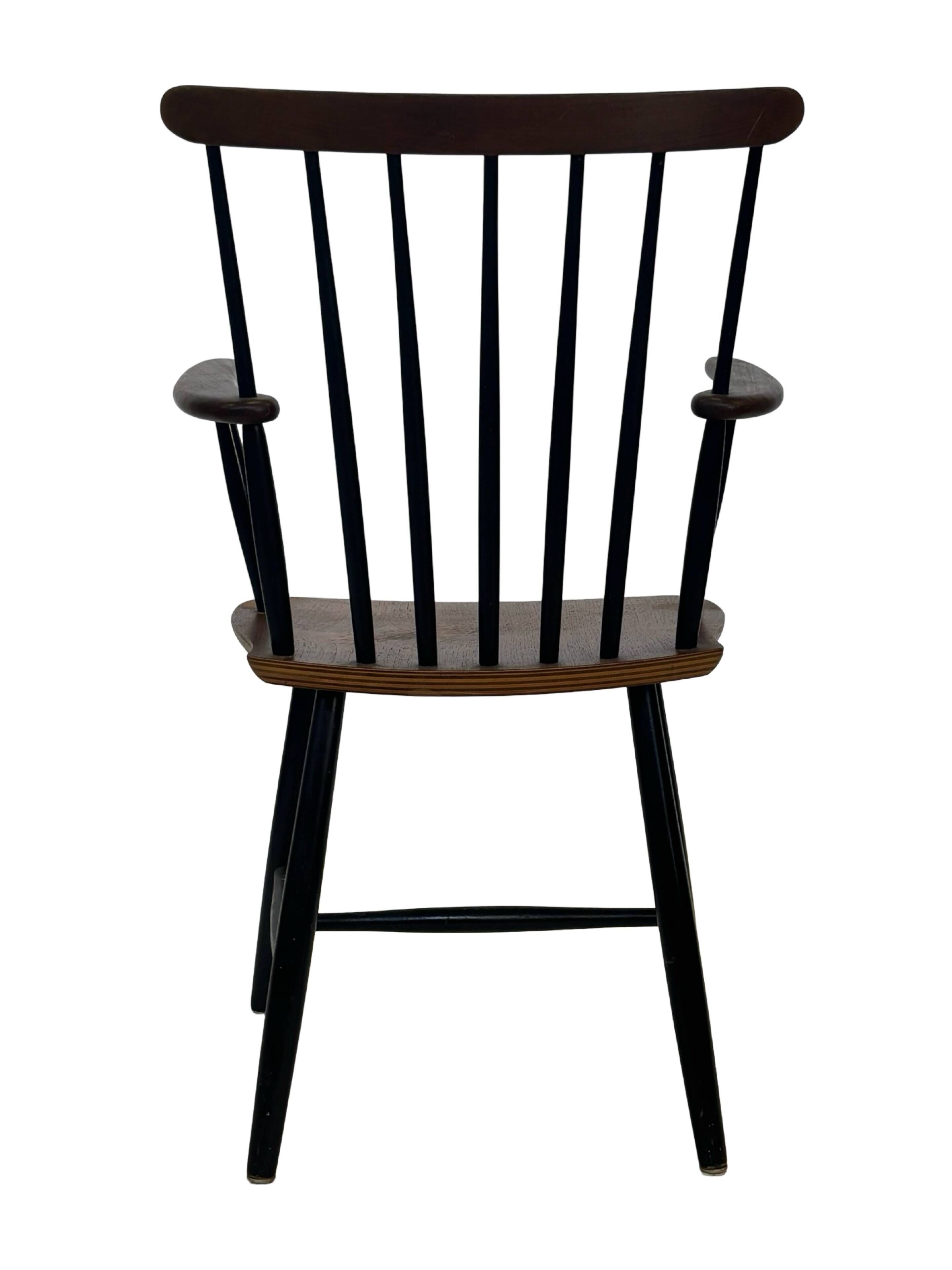 Vintage Danish spindle chair from the 1960s, Tapiovaara style armrests