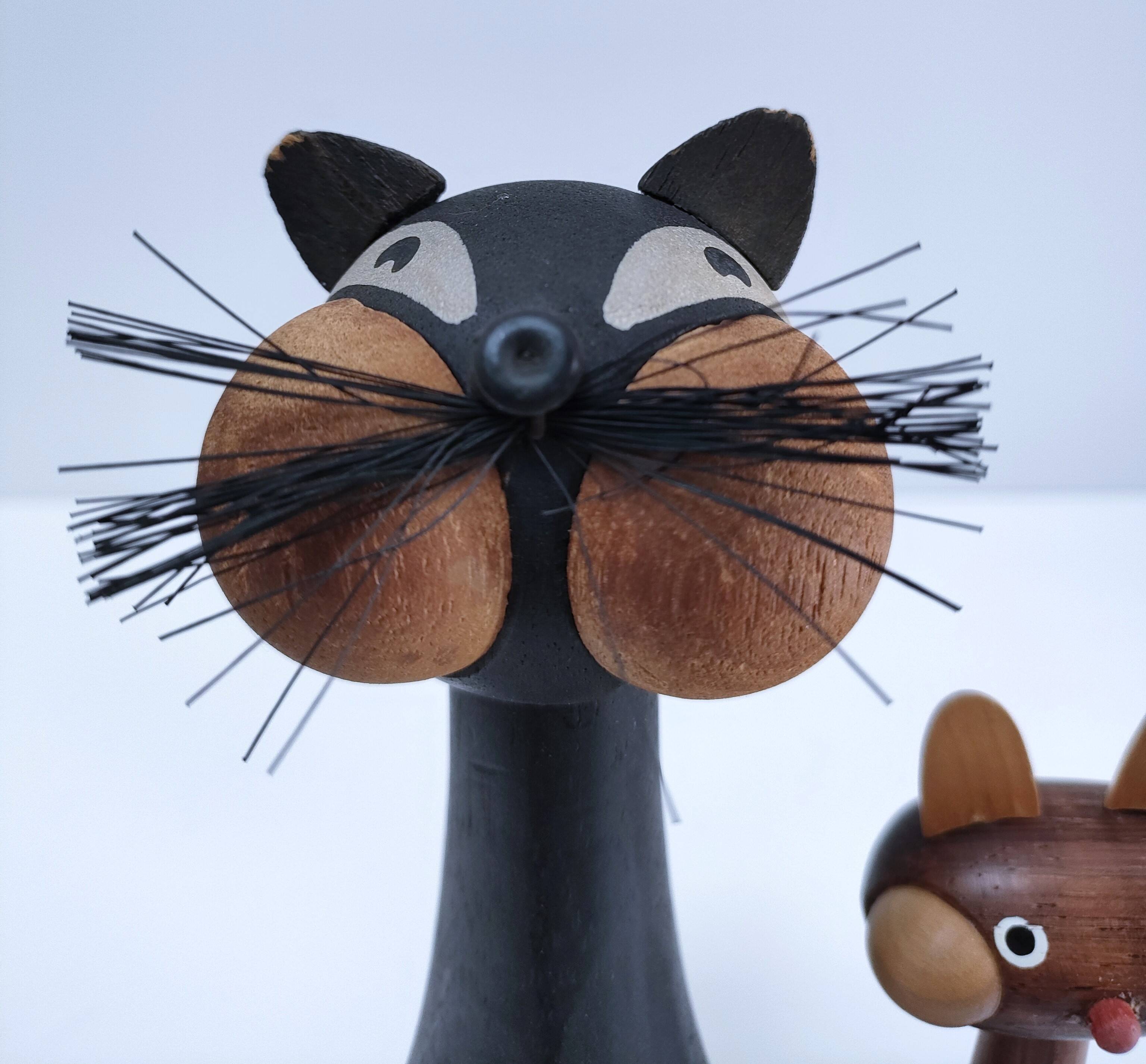 Deux chats bois design scandinave années 60 Laurids Lonborg
