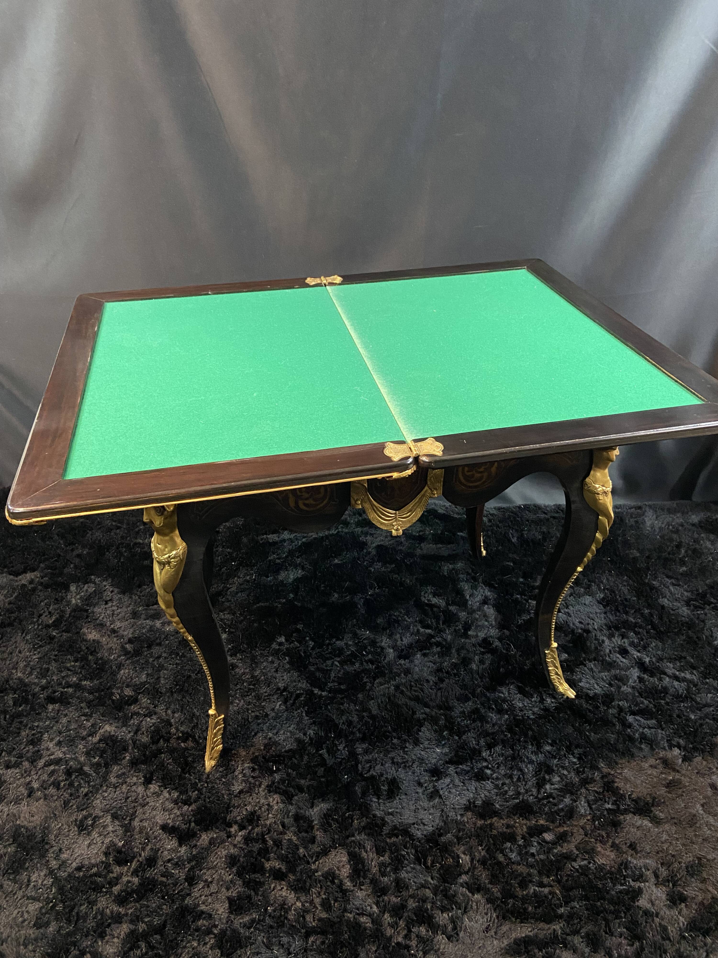 Game table, desk, sofa back, marquetry and bronze Boulle Napoleon III style